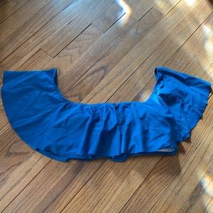 Blue ruffle off the shoulder bathing suit top
